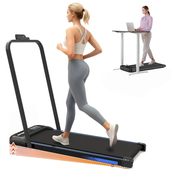 Mersco 4 in 1 Treadmill Under Desk 0.6–5.0 MPH Romote Foldable Walking Pad,Incline Knee Friendly LED Ultra-Quiet Treadmill For Home Office