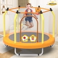 thumbnail image 1 of Mersco 55inch Kids Trampoline for Toddlers, Indoor and Outdor Trampoline with Safety Net, Small Children Trampolines with Basketball  Hoop,Toddler Trampoline Birthday Gifts for Boys Girls, Orange, 1 of 9