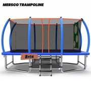 Mersco 8*14FT/10*16FT Large Rectangle Trampoline for Kids and Adults,Big Outdoor Trampoline with Enclosure Net,Storage Bag, Jumping Trampoline MAX for Boys and Girls Birthday and Festival Gift,Blue