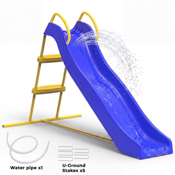 Mersco Kid Outdoor Indoor Slide,Water Slides for Backyard with Water Pipe & 5 Anchors,Playground Freestanding Slide Equipment for Boys and Girls Birthday Gifts,Blue