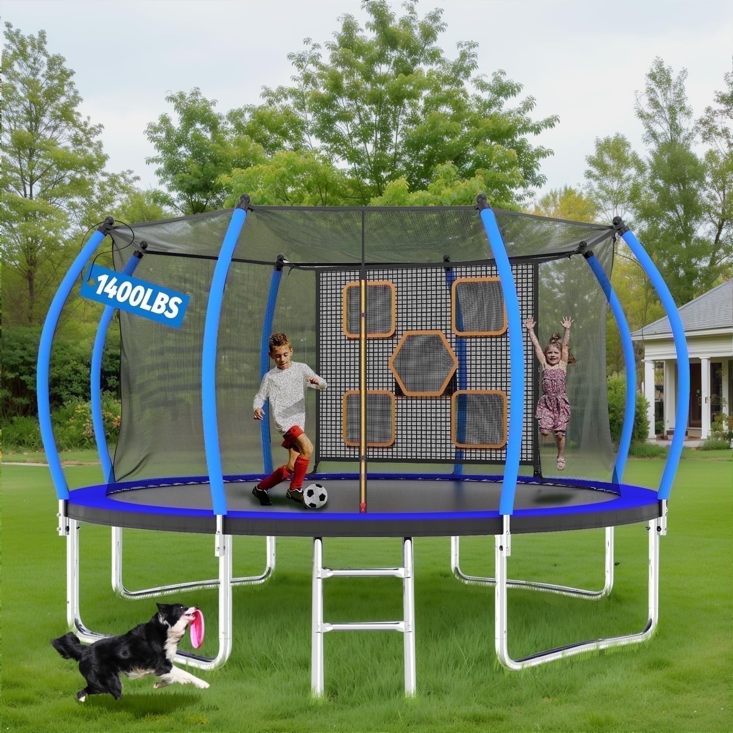 10FT Trampoline For Kids With Safety Enclosure Net, Basketball