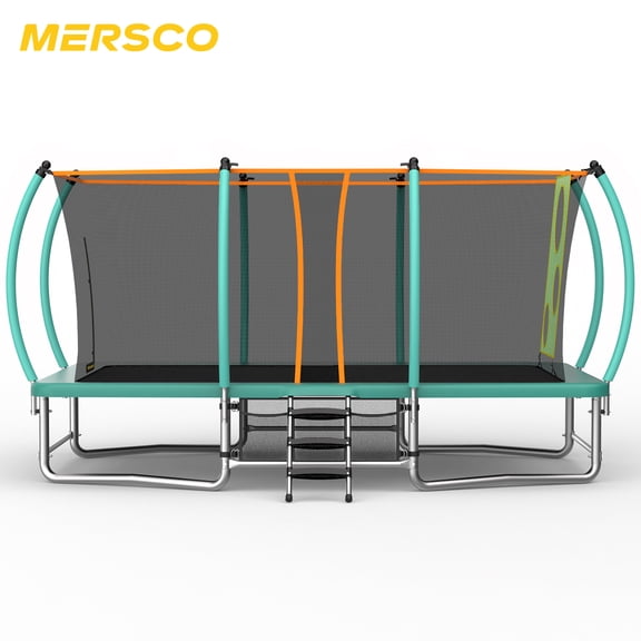 Mersco 8*14FT/10*16FT Large Rectangle Trampoline for Kids and Adults,Big Outdoor Trampoline with Enclosure Net,Storage Bag, Jumping Trampoline MAX for Boys and Girls Birthday and Festival Gift,Green