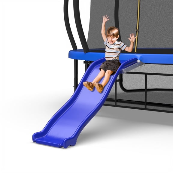 Mersco Trampoline Slide Universal Plastic Trampolines Slide for 8-16FT Trampoline,53.5'' * 15.7'' Outdoor Slide for Trampoline with Bottom bracket,Safe Trampoline Ladder Accessories for Kids 3+,Blue