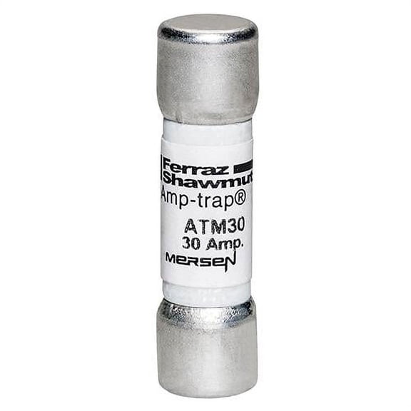 ATM Amp-Trap Fast-Acting Midget Fuse, 600VAC/DC, 100kA, 30A, 13/32" D x 1-1/2" L