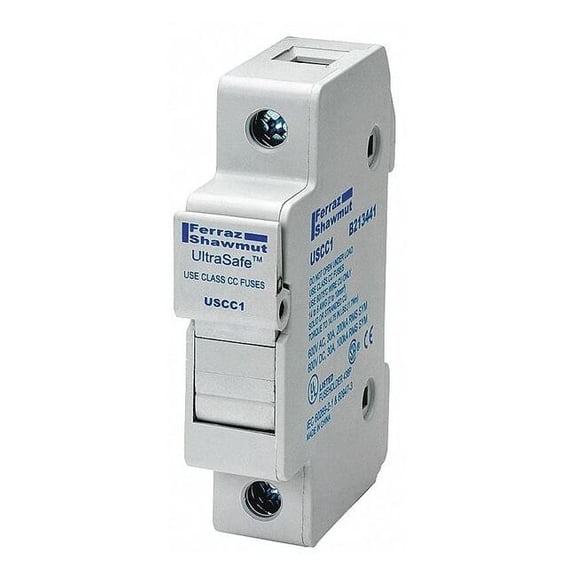 Finger Safe Fuse Block, 0 to 30A Amp Range, 600V AC/DC Volt Rating, 1 Poles, Pressure Plate