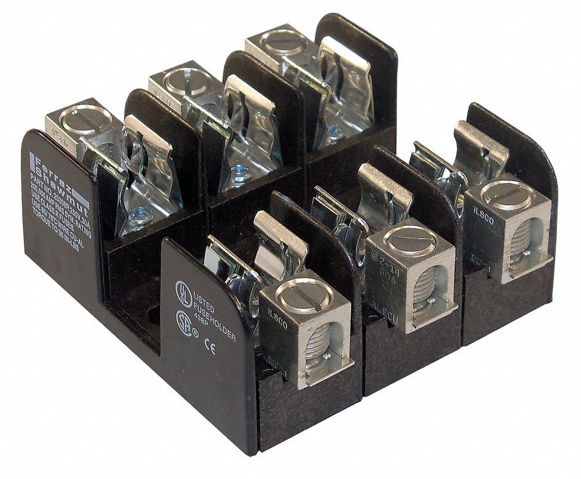 Mersen Fuse Block,0 to 30A,K5/H,3 Pole 20308
