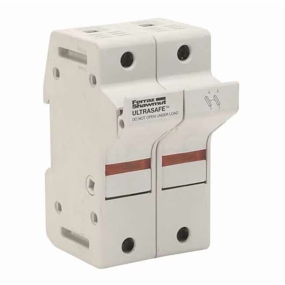Finger Safe Fuse Block, 31 to 60A Amp Range, 600V AC/DC Volt Rating, 2 Poles, Pressure Plate