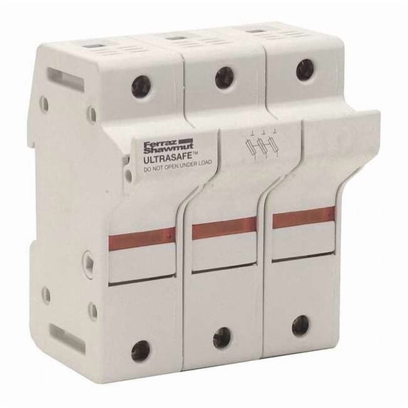Finger Safe Fuse Block, J UL Class, 600V AC/DC Volt Rating, 3 Poles, Pressure Plate US6J3I