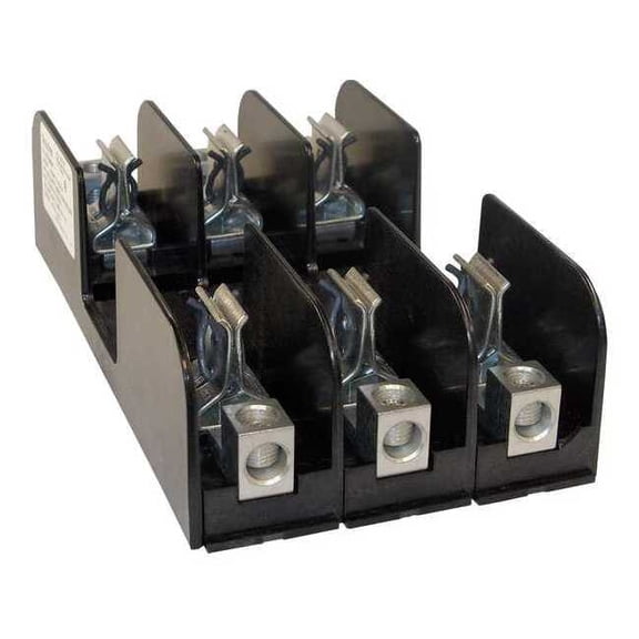 Open Fuse Block, 61 to 100A Amp Range, 250V AC/DC Volt Rating, 3 Poles, Box Lug