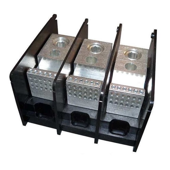 Power Distribution Block, Open, 3 Pole, 380 A Copper, 1,000 V AC/DC, Screw MPDB67493