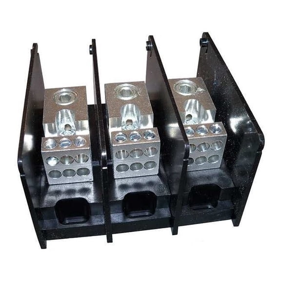 Power Distribution Block, Open, 3 Pole, 310 A Copper, 1,000 V AC/DC, Screw