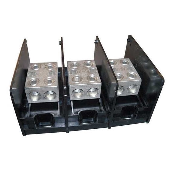 Power Distribution Block, Open, 3 Pole, 620 A Copper, 1,000 V AC/DC, Screw