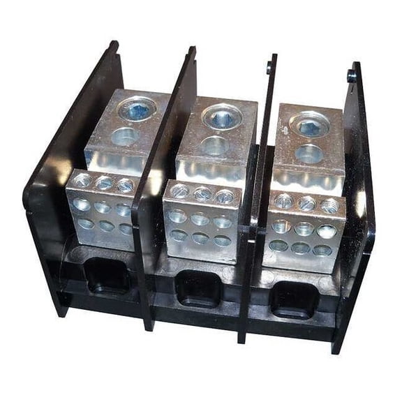 Power Distribution Block, Open, 3 Pole, 380 A Copper, 1,000 V AC/DC, Screw MPDB66463
