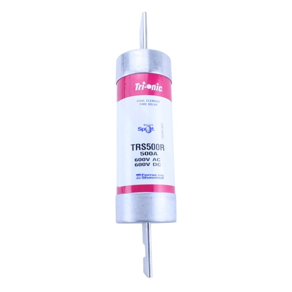 Mersen TRS-R Tri-Onic Time-Delay/Class RK5 Fuse, 600VAC/600VDC, 200kA AC/100kA DC, 500 Ampere, 3-1/8" Diameter x 13-3/8" Length