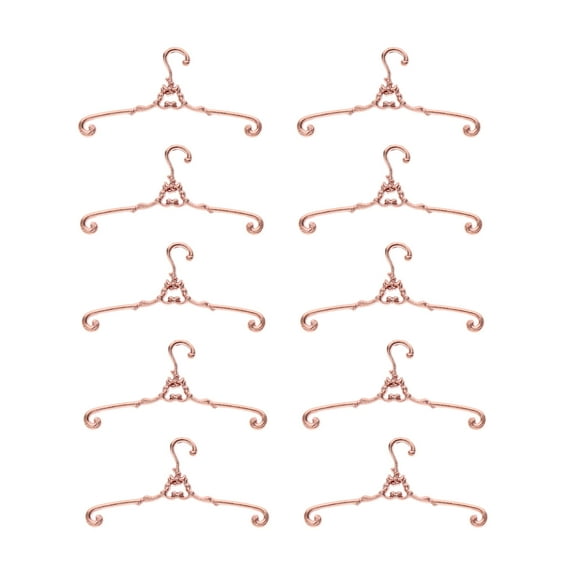 LOLIPPYY Mini Clothe Hanger Rack Rose Gold Alloy 10Pcs for Doll Play