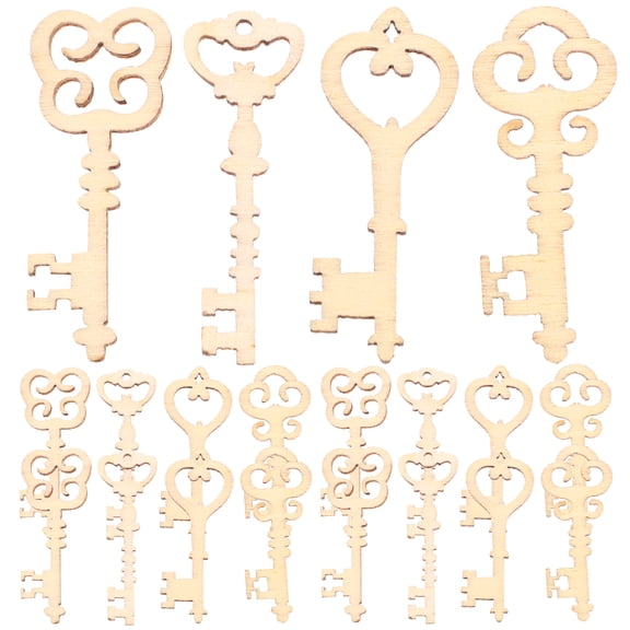 Mersess 20 key keys for crafts wooden shapes wood santas slices blank log craft bookmarks embellishments replacement- Unfinished Wooden Keys Sewing Accessories