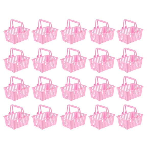 Mersess 20-Pack Small Shopping Baskets with Handles, Grocery and Kitchen Storage Bins for Kids, Toddlers, Pretend Play, Party Favors