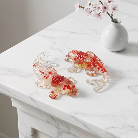 Mersess 2pcs Crystal Fish Statue Fish Figurine Tabletop Fish Ornament Crystal Fish Decor