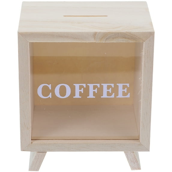 LOLIPPYY Light Yellow Wood Piggy Bank Desktop Decoration 1Set