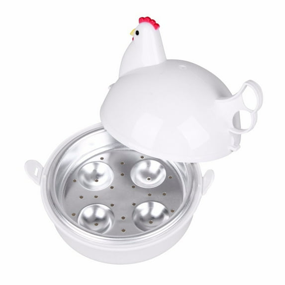 LOLIPPYY Chicken Shape Microwave Egg Boiler Steamer Poacher Cooking 1Set 5.9x5.9x5.1in