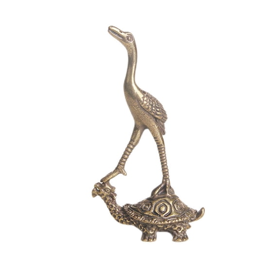 LOLIPPYY Desk Ornament Turtle Crane Statue Brass Indoor Decoration for Adults 1Set
