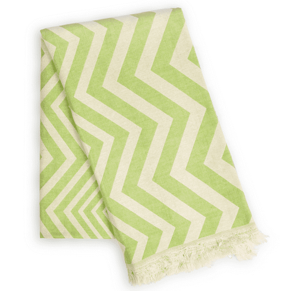 Hilana Upcycled Cotton Mersin Chevron Towel Blanket Green