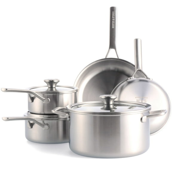 Merten & Storck 8 Piece Stainless Steel Cookware Set, Silver, Oven Safe