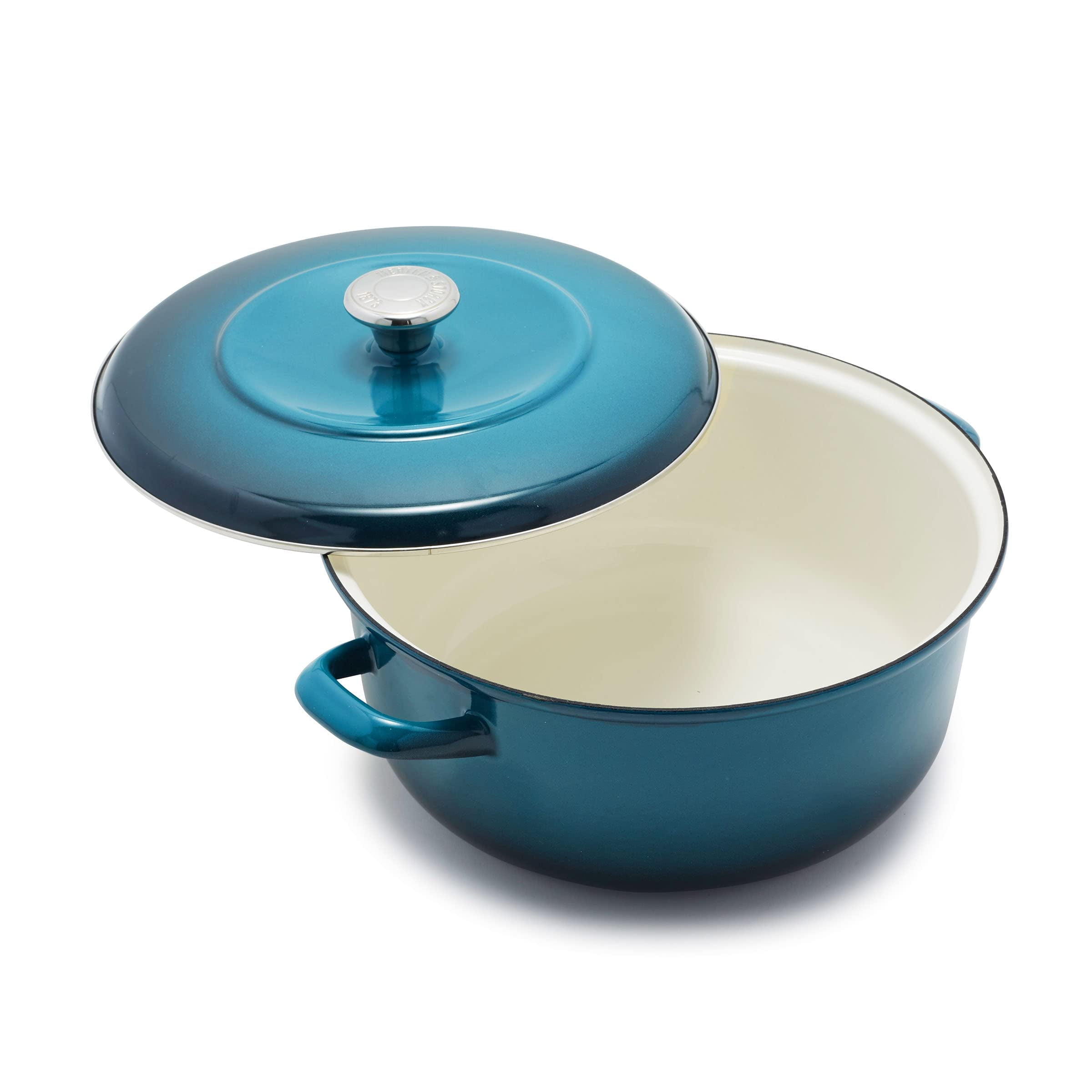Aegean Teal Enameled Cast Iron Round Dutch Oven with Lid