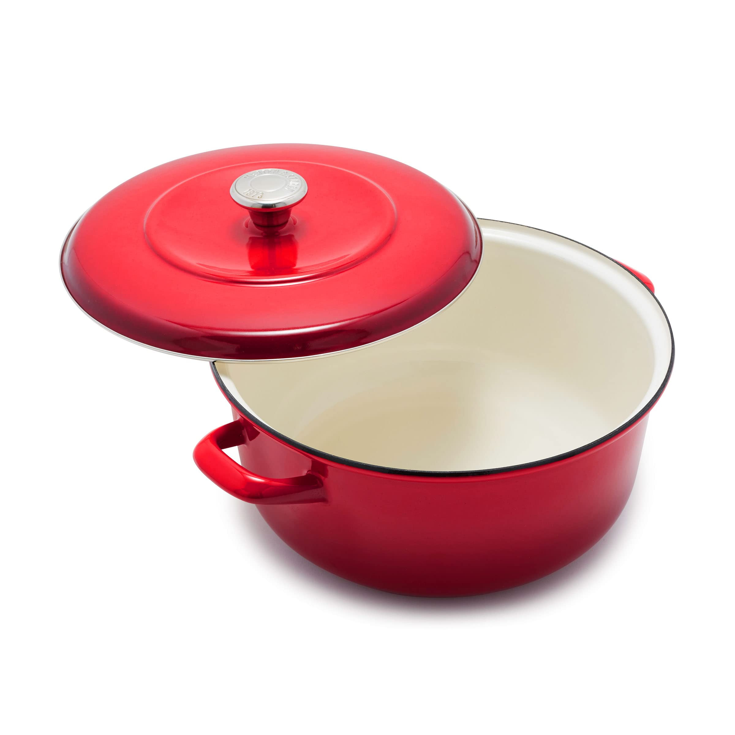 Lava Red Enameled Cast Iron 5.3QT Dutch Oven with Lid