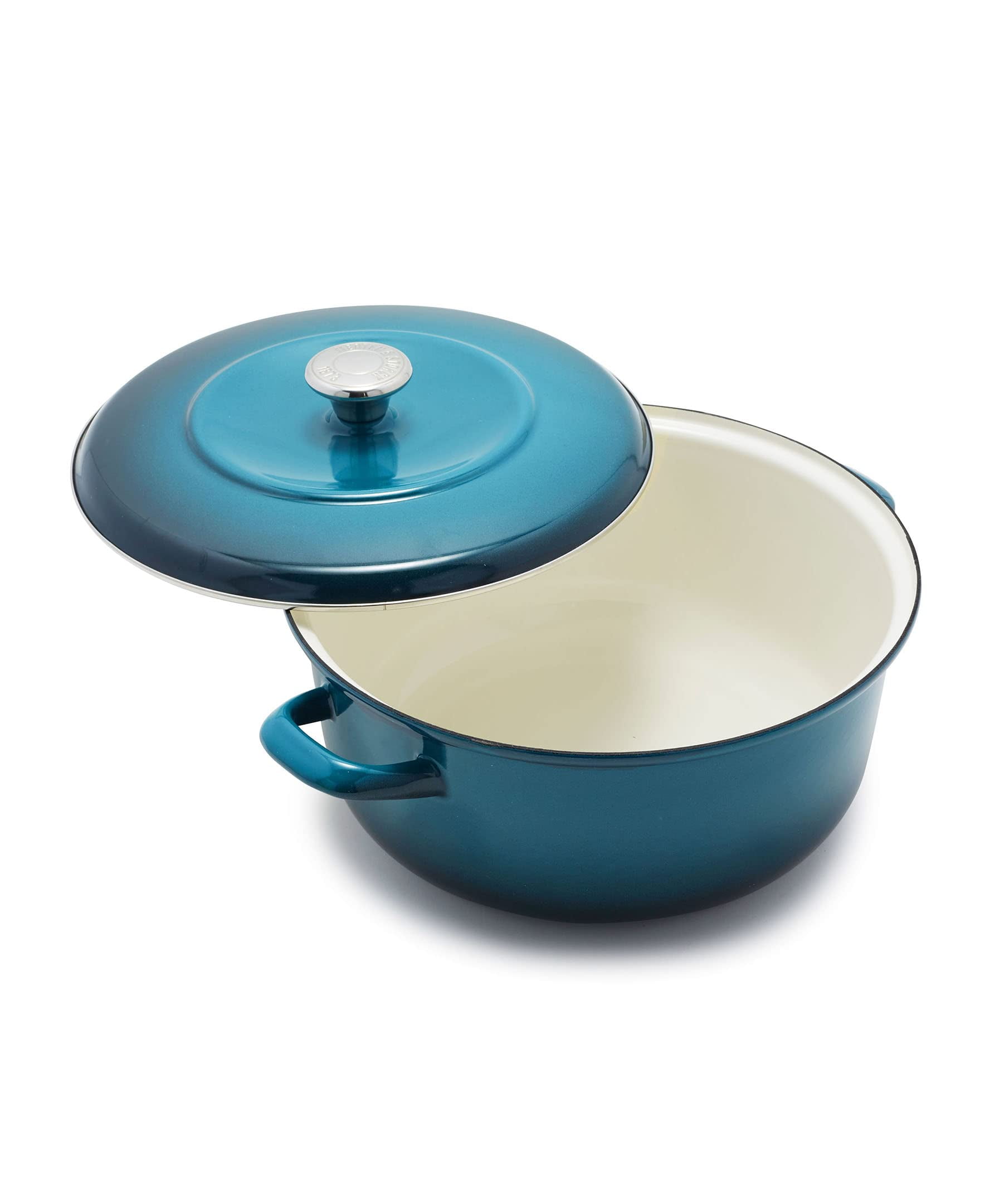 Aegean Teal 7-Quart Enameled Cast Iron Round Dutch Oven with Lid