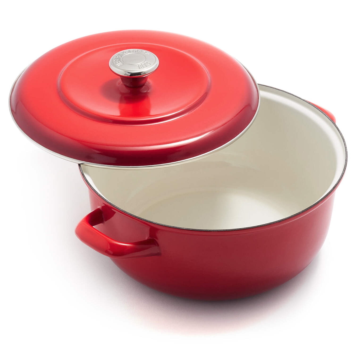 Lava Red Enameled Cast Iron 5.3QT Dutch Oven with Lid
