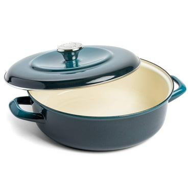 Merten and Storck German Enameled Iron 1873 Aegean Teal Braiser, 4QT