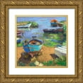 thumbnail image 1 of Mertz, Nancie King 12x12 Gold Ornate Wood Framed with Double Matting Museum Art Print Titled - Fishing Boats in Marsala, 1 of 4
