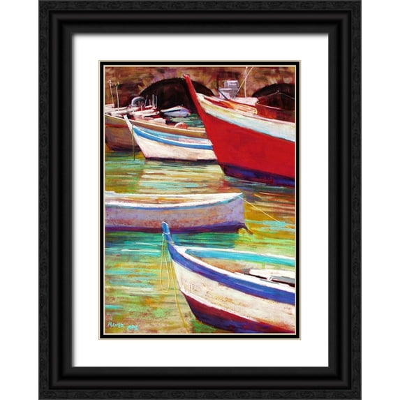 Mertz, Nancie King 14x18 Black Ornate Wood Framed with Double Matting Museum Art Print Titled - Colors of Camogli
