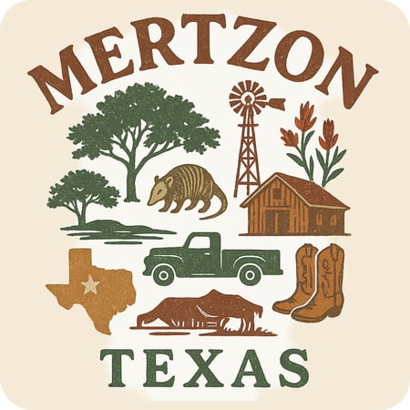 Mertzon Texas Keepsakes Souvenir Vinyl Sticker – Destination Travel Keepsake Collectible (4-Inches Wide)