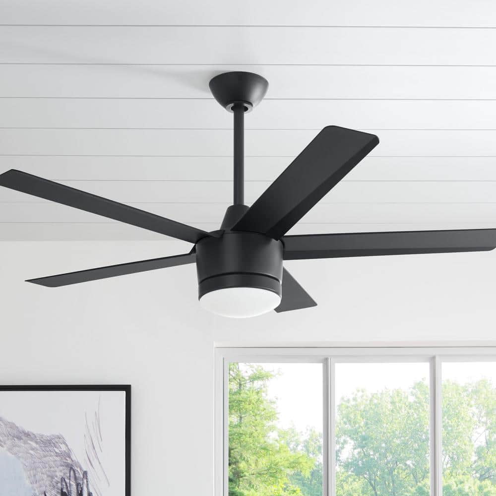 Merwry 52 in. Integrated LED Indoor Matte Black Ceiling Fan with Light Kit and Remote Control - Walmart.com