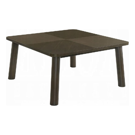 Mery Dining Table- 59 Inch Square Top- Walnut Brown Solid Rubberwood