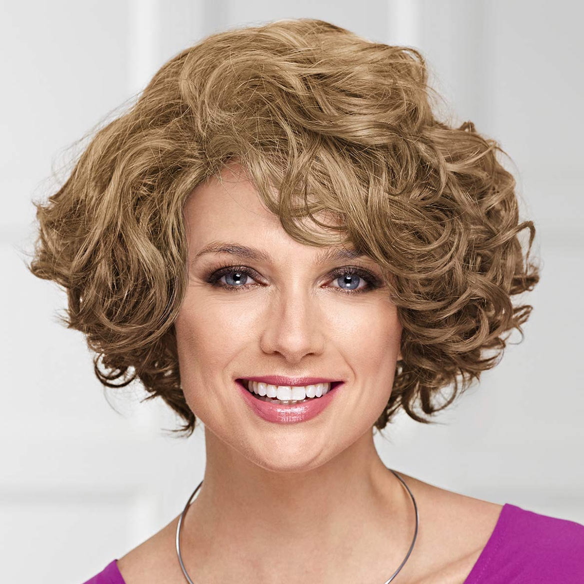 Meryl WhisperLite Wig by Paula Young - Stylish Mid-Length Bob Wig with Face-Framing Layers Of Loose Barrel Curls / Multi-tonal Shades of Blonde, Silver, Brown, and Red