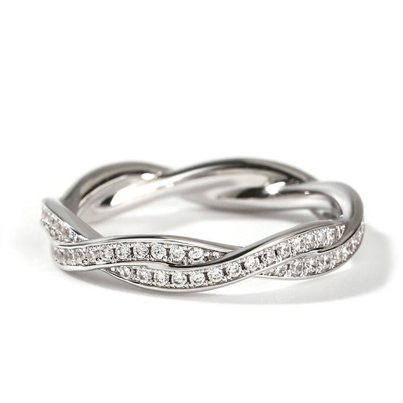 Meryn Jewel 1.35 Ct Round Cut VVS1/D Lab Diamond Ring - 14K White Gold Plated Anniversary Wedding Band - Twisted Cross Over Shank Engagement Ring - Daily Wear Jewelry