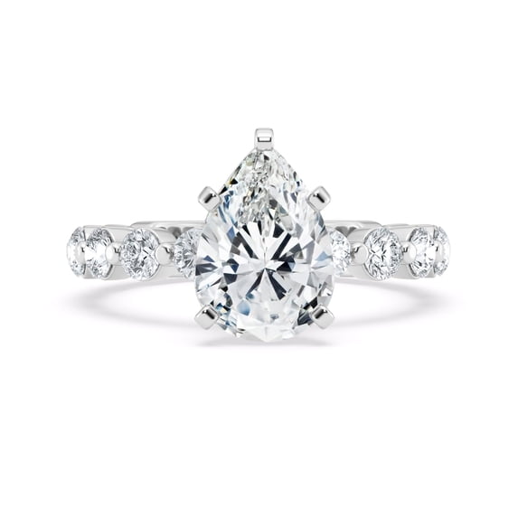 Meryn Jewel 1.37 Ct Pear Cut Lab Created Diamond Rings - 14K White Gold Plated Rings - Beautiful Solitaire Engagement Ring for Women's - Perfect for Proposals or as a Thoughtful Gift for Her
