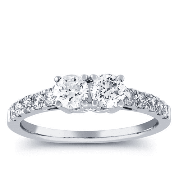Meryn Jewel 1.4 Ct Round Cut Past Present Future Lab-Created Simulated Diamond Engagement Ring 14K White Gold Plated, Proposal Jewelry