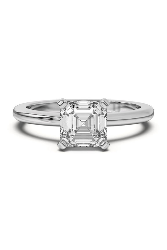 1.47 Ct Asscher Cut Lab Created Diamond Engagement Ring - 14K White Gold Plated Wedding Ring for Women's - Timeless Anniversary Jewelry for Special Occasions - Class Rings for Women