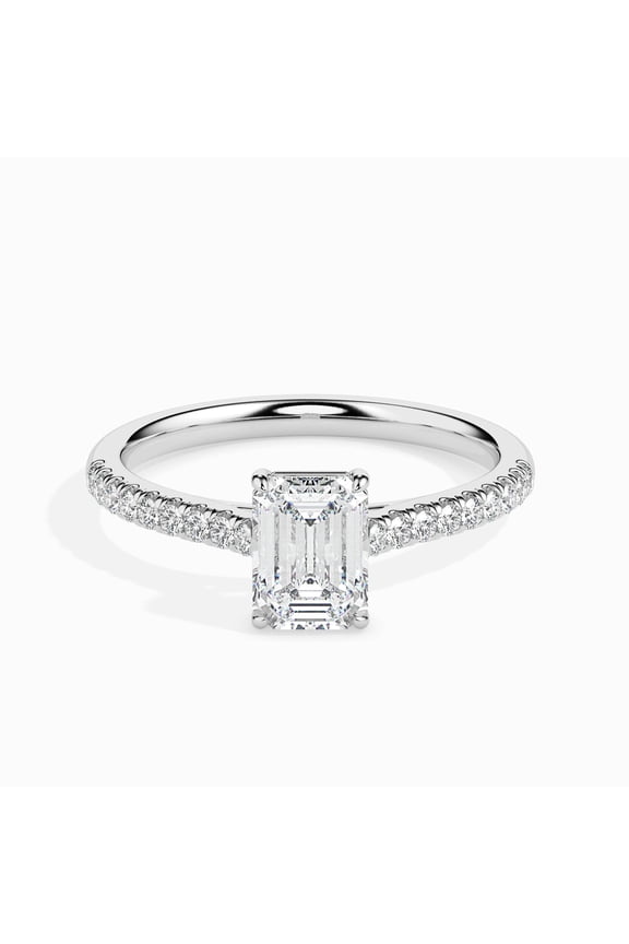 1.5 Ct Emerald Cut Lab Created Diamond Ring - 14K White Gold Plated Engagement Ring for Women - Perfect for Proposal and Special Occasions - Elegant Gift for Birthdays and Anniversaries