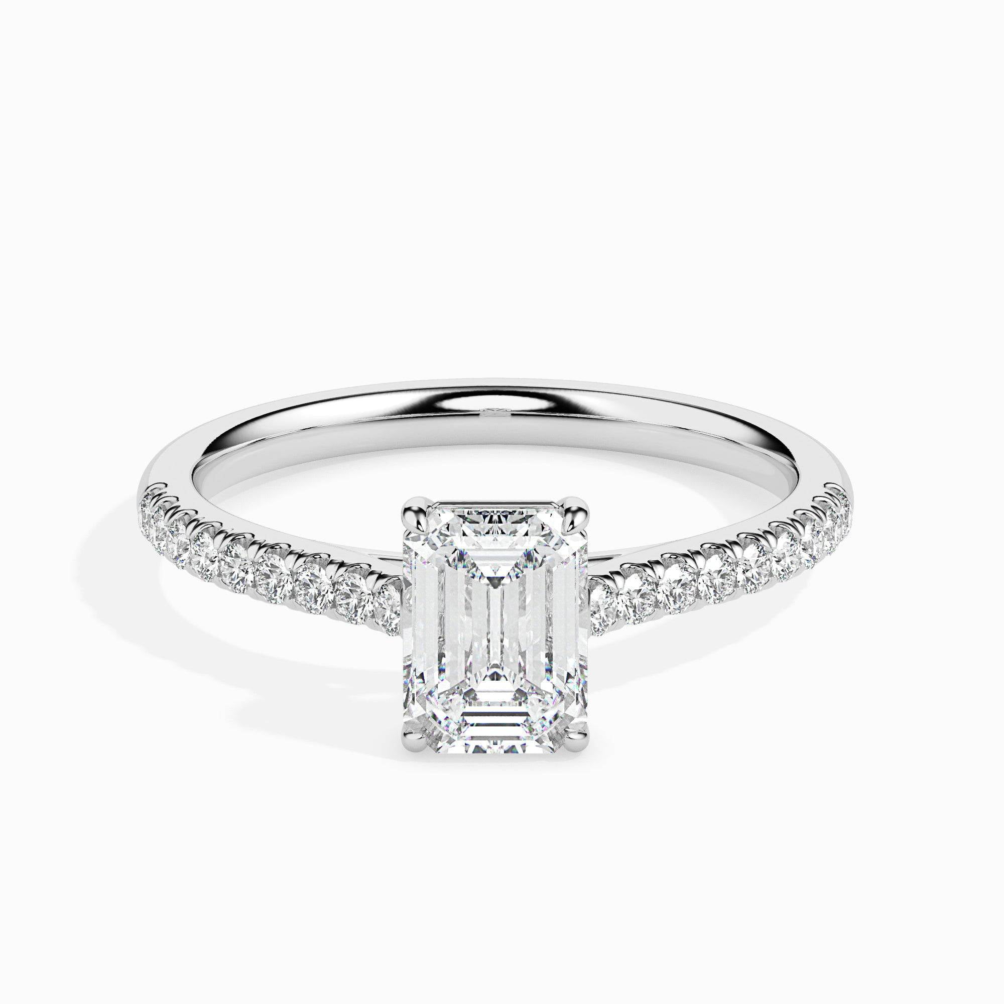 Meryn Jewel 1.5 Ct Emerald Cut Lab Created Diamond Ring - 14K White Gold Plated Engagement Ring for Women - Perfect for Proposal and Special Occasions - Elegant Gift for Birthdays and Anniversaries