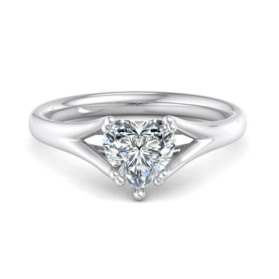 Meryn Jewel 1.47 Ct Lab Created Diamond Engagement Rings - Heart Cut Design - 14K White Gold Plated Rings - Women's Wedding Rings - Lab Grown Diamond Rings - 1 Year Anniversary Gifts for Her