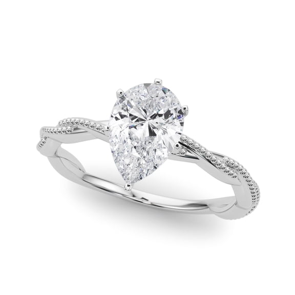 Meryn Jewel 1.47 Ct Pear Cut Lab Created Diamond Wedding Ring - 14K White Gold Plated Engagement Ring for Women - One Year Anniversary Gifts for Boyfriend - Diamond Promise Rings - Personalized Gifts