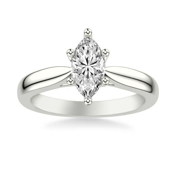 Meryn Jewel 1.57 Ct Marquise Cut Lab Created Diamond Wedding Ring - Stunning 14K White Gold Plated Engagement Ring for Women's - Classic Solitaire Design - Birthday Gift - Timeless Jewelry for Her