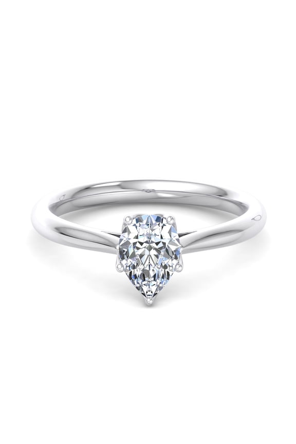1.67 Ct Flower Style Engagement Ring - Pear Cut Lab Created Diamond - 14K White Gold Plated for Women - Ideal for Proposal, Wedding, and Birthday - Prong Setting for a Lasting Impression