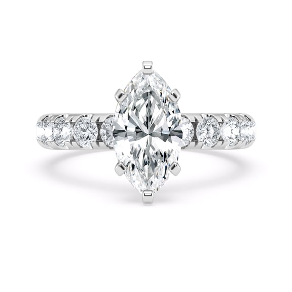 Meryn Jewel 1.7 Ct Marquise Cut Lab Created Diamond Ring - Hidden Halo Design Engagement Ring for Women - 14K White Gold Over Ring - Stunning Proposal Ring - A Gift She Will Treasure Forever