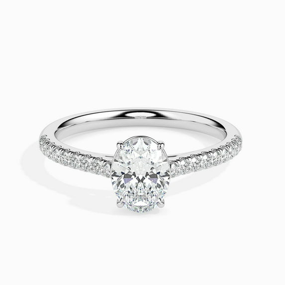 Meryn Jewel 1.67 Ct Oval Cut Lab Created Diamond Ring for Women - 14K White Gold Plated Solitaire with Accents - Perfect Engagement Ring - Beautiful Jewelry Gift for Her - Birthdays, Anniversaries
